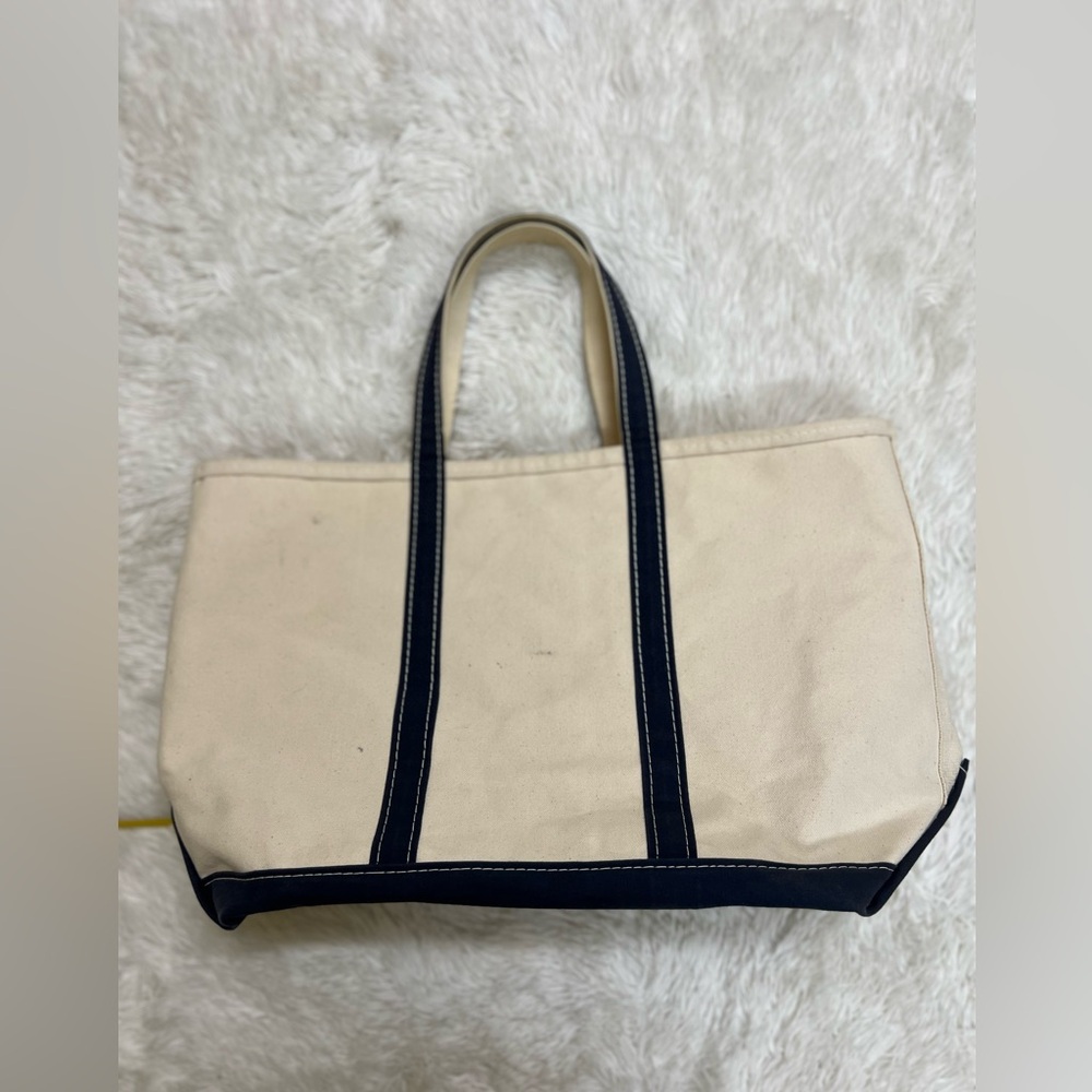 L.L. Bean Canvas Tote with Navy Trim - Picture 2 of 9